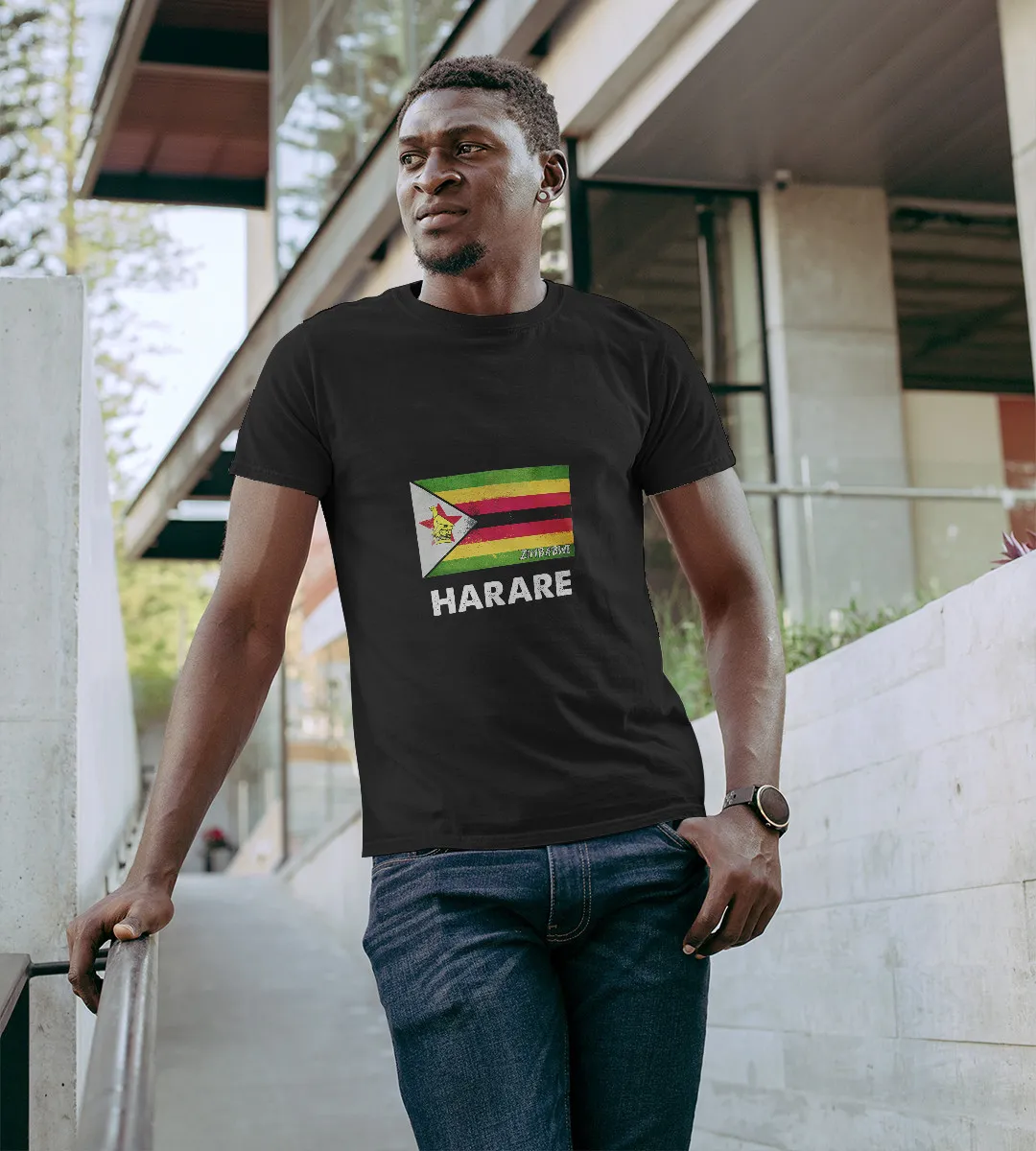 1sttheworld T-Shirt - Harare Zimbabwe T-Shirt Black A35
