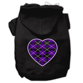 Argyle Heart Purple Screen Print Pet Hoodies Black Size Lg (14)