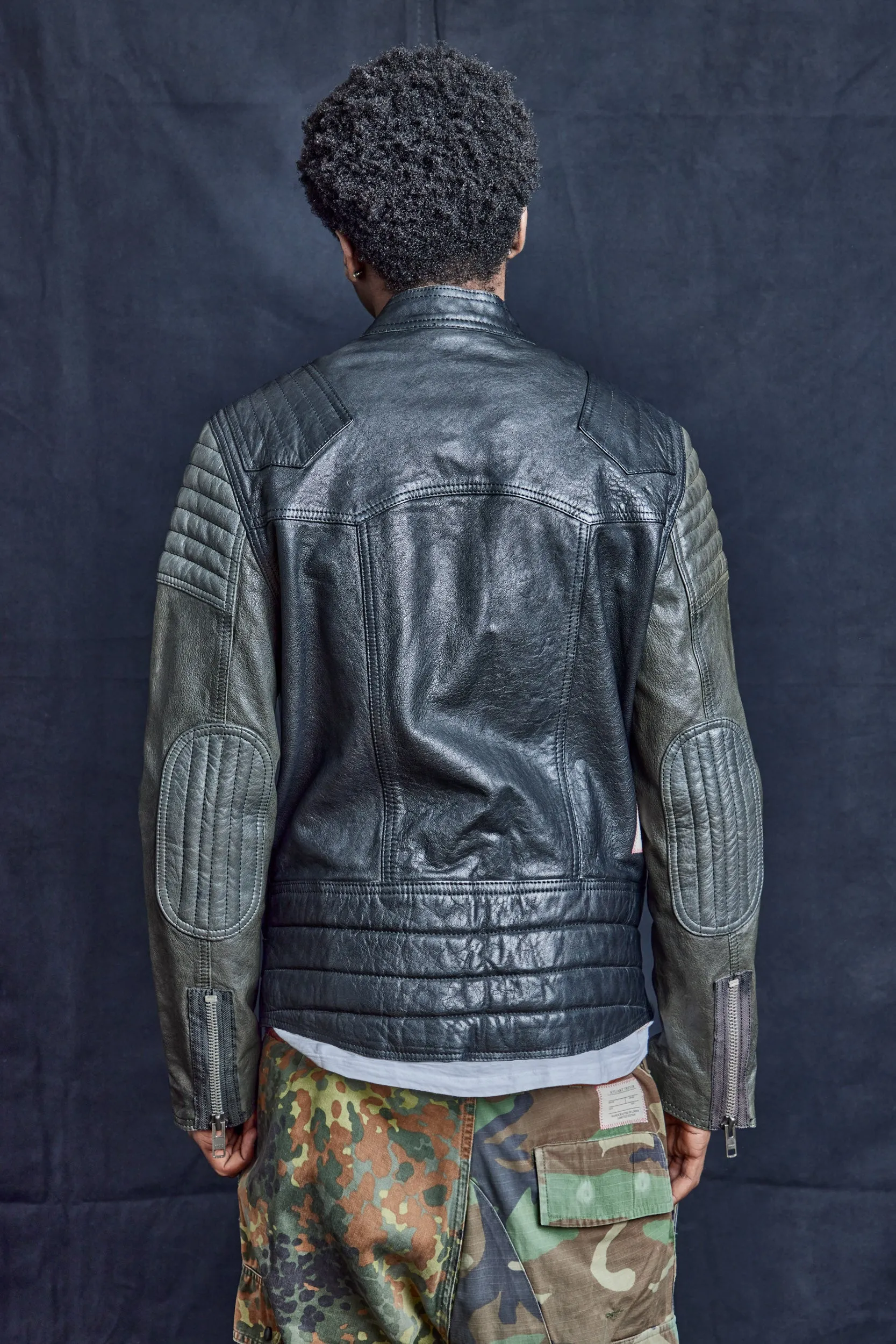 Contrast Sleeve Biker Jacket