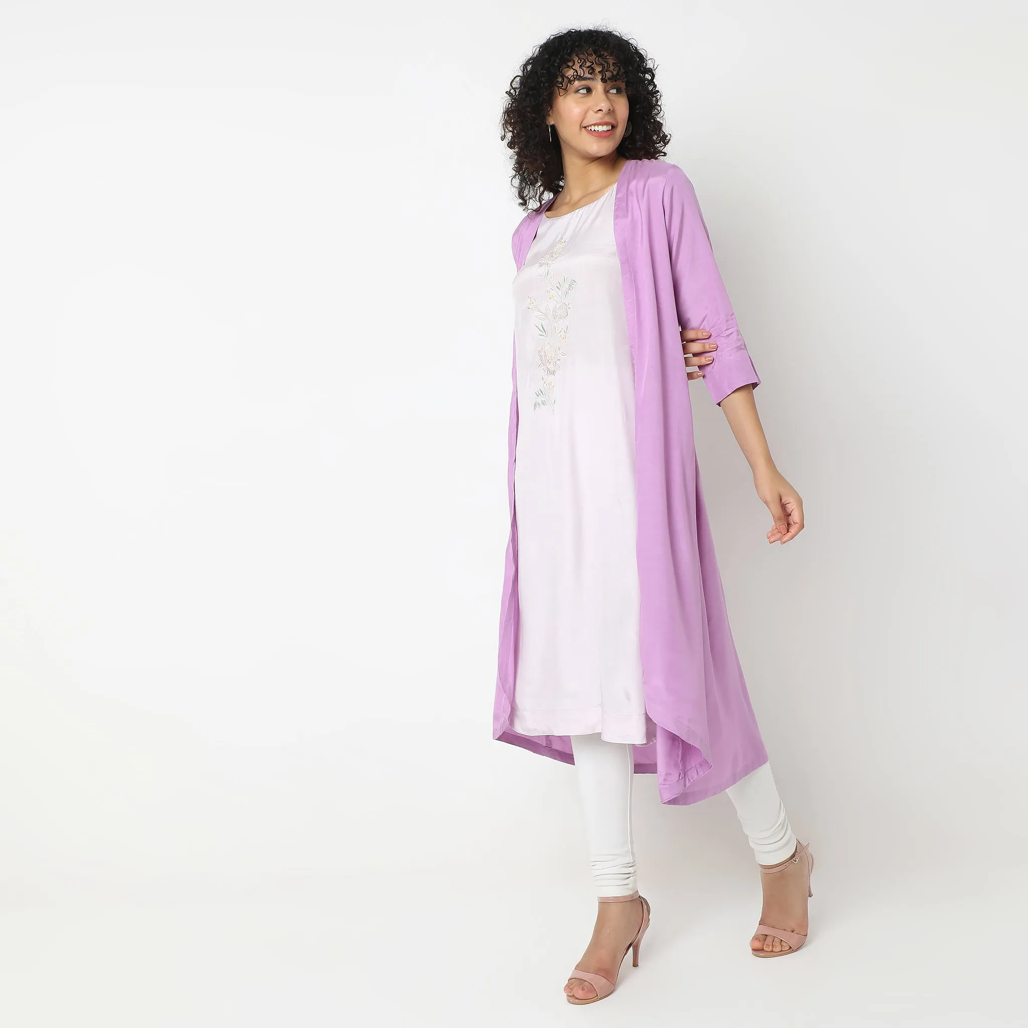 Flare Fit Embroidered Kurta Jacket
