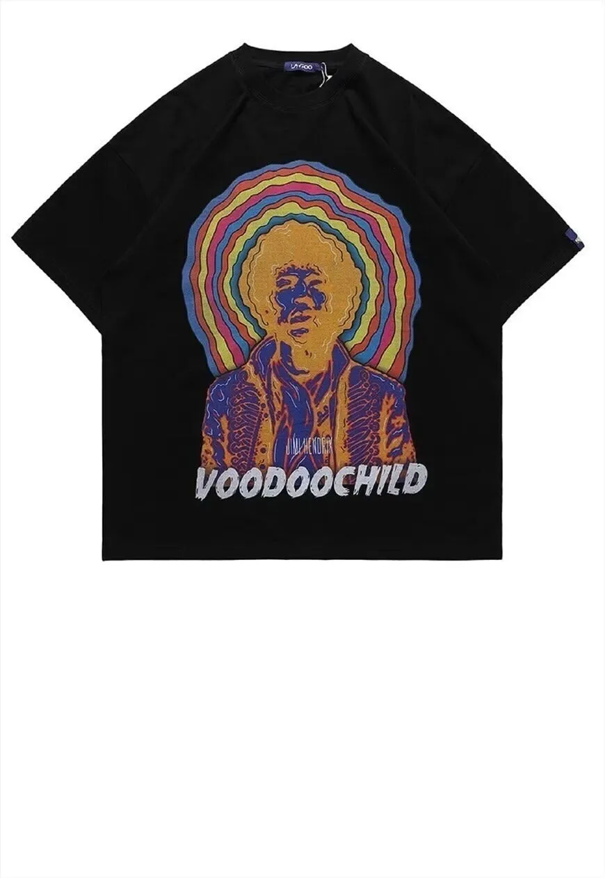 Rainbow t-shirt premium vintage wash rock musician tee